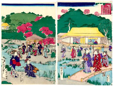 Utagawa Kunisada II - A Visit to the Palace Garden