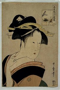 Utamaro (c. 1795–96) Kōmei bijin rokkasen - Takashimaya O-Hisa (TNM, cropped)