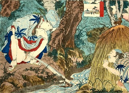 Utagawa Kuniyoshi - Peeing Woman Near River ca. 1835