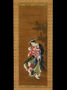 Utagawa Toyoharu - Mother and Children at the New Year - 14.76.70f - Metropolitan Museum of Art
