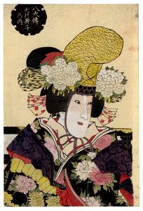 Utagawa Kunisada II - Actor Iwai Kumesaburô III as the Shirabyôshi Dancer Asakeno, Actually Inuzaka Keno Tanutoshi