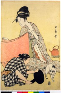 Utamaro (c. 1794–95) Hari-shigoto (right of 3, BM)
