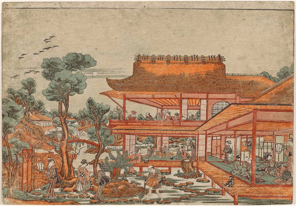 Utagawa Toyoharu (18th century) Uki-e chū-aki no kei tsukimi zu