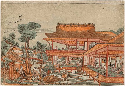 Utagawa Toyoharu (18th century) Uki-e chū-aki no kei tsukimi zu