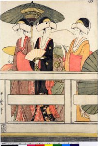 Utamaro (c. 1795–96) On top and beneath Ryōgoku Bridge (top left, BM)