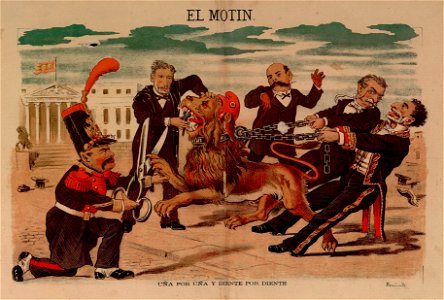 Uña por uña y diente por diente, de Demócrito, El Motín, 160 de octubre de 1881. Free illustration for personal and commercial use.