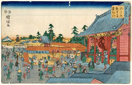 Utagawa Kuniteru II - The Gate of the Thunder God at the Kannon Temple in Asakusa