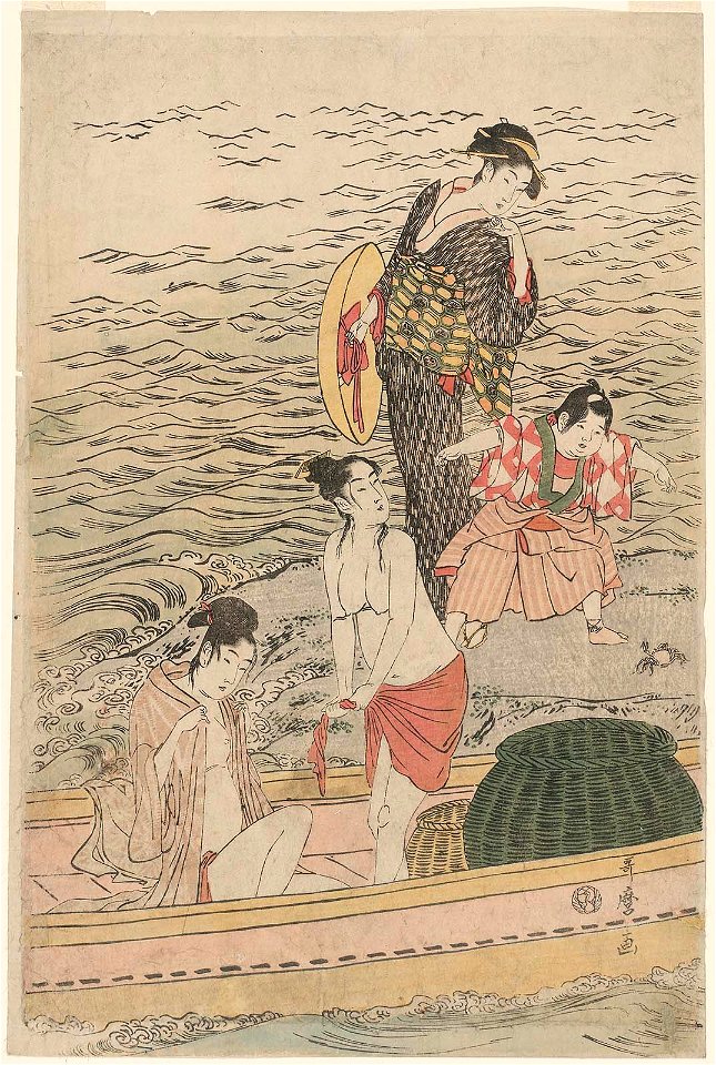 Utamaro (c. 1788–90) Awabi-tori (left of 3, MFA)