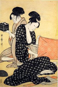 Utamaro (c. 1794–95) Hari-shigoto (centre of 3, BM, cropped)