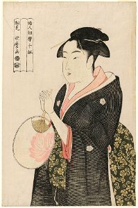 Utamaro (c. 1792–93) Uchiwa o Sakasa ni Motsu Onna