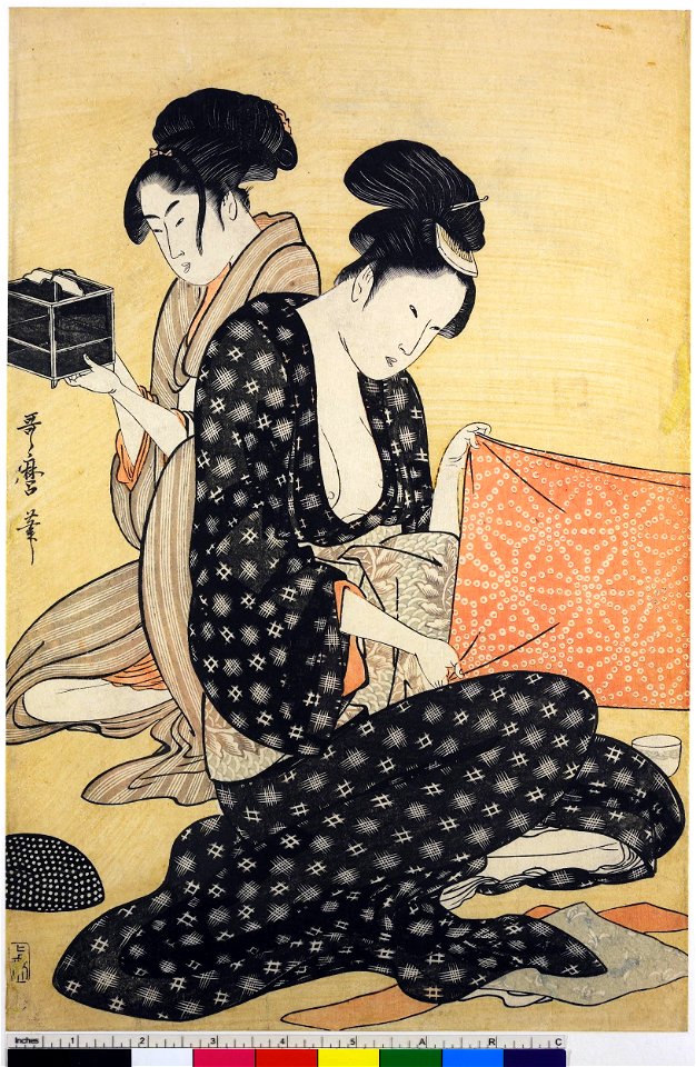 Utamaro (c. 1794–95) Hari-shigoto (centre of 3, BM)