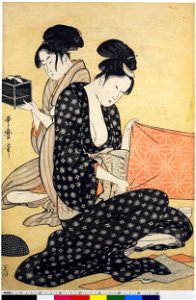 Utamaro (c. 1794–95) Hari-shigoto (centre of 3, BM)