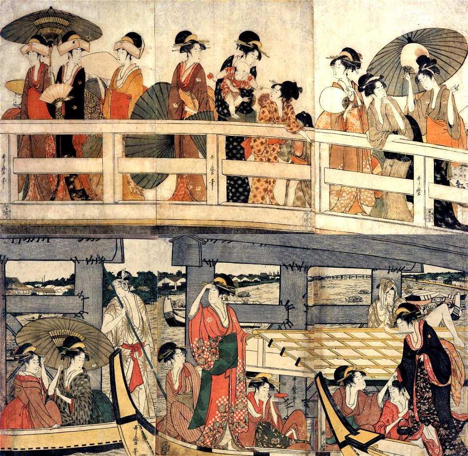 Utamaro (179) Hashi-ue hashi-shita