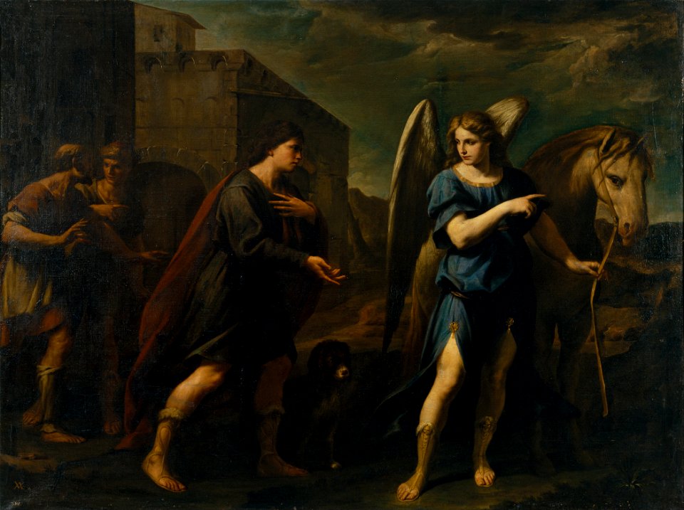 Andrea Vaccaro - Tobias Meets the Archangel Raphael - Google Art Project. Free illustration for personal and commercial use.