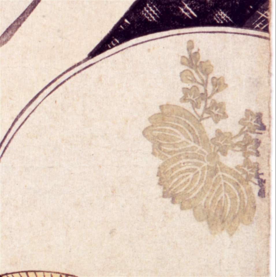 Utamaro - Three Beauties - Naniwa O-Kita - Paulownia crest