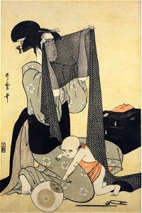 Utamaro (c. 1794–95) Hari-shigoto (left of 3, BM, cropped)