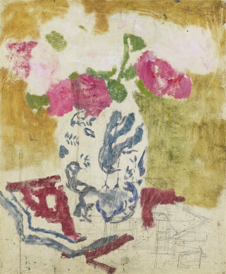 Vaas met rose bloemen Rijksmuseum SK-A-3562