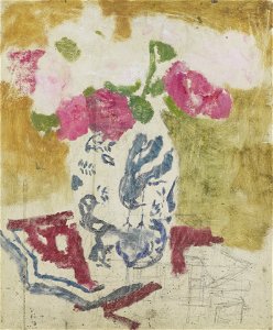Vaas met rose bloemen Rijksmuseum SK-A-3562