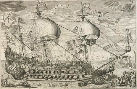 Vaisseau allegorique Les lys fleurissent dans les vagues vers 1630