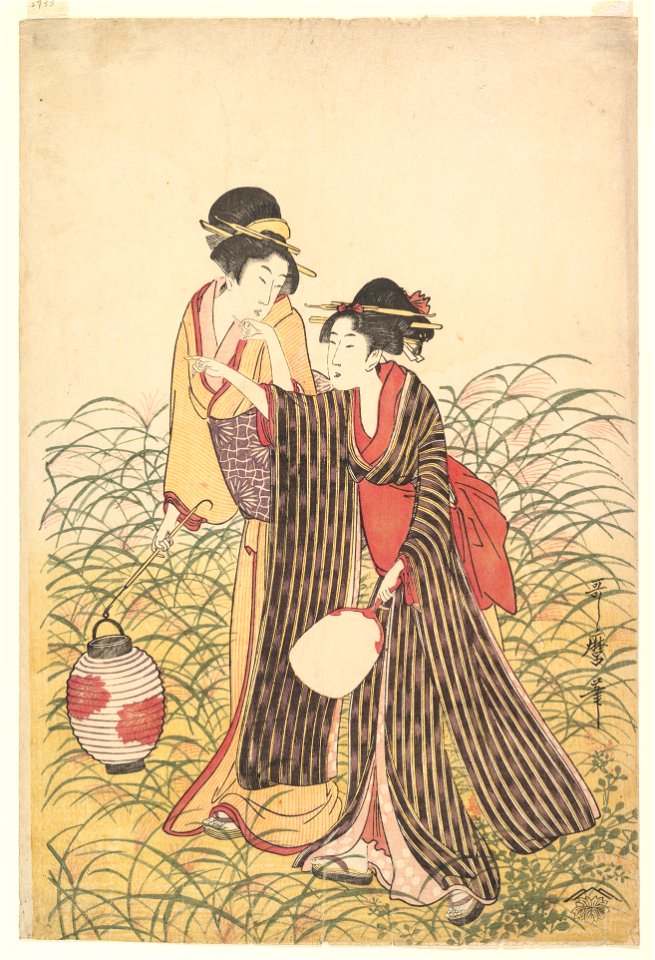 Utamaro (c. 1798–99) Musashino (right of 3, MET)