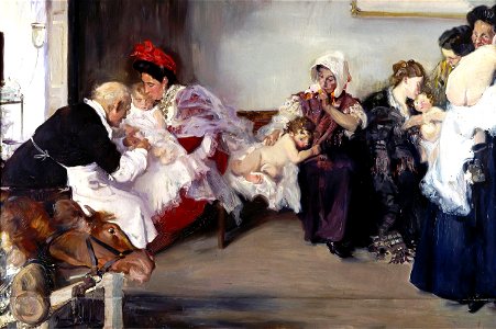 Vacunación de niños, de Vicente Borrás y Abella (Museo del Prado)