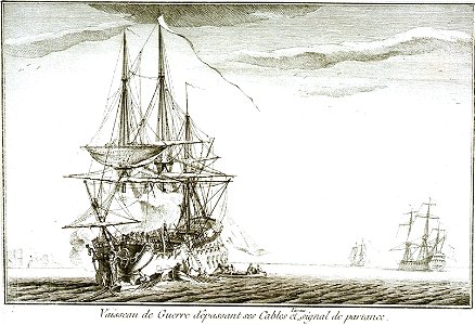 Vaisseau de guerre faisant signal de partance