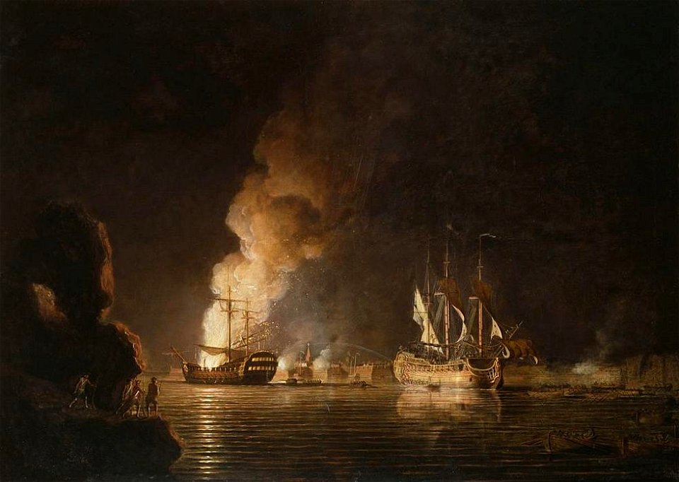 Vaisseaux français en feu ou capturés au siège de Louisbourg en 1758