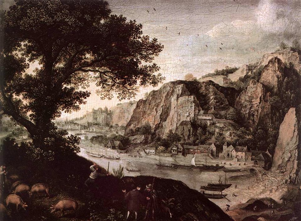 Lucas van Valkenborch - View of Huy from Ahin - WGA24262