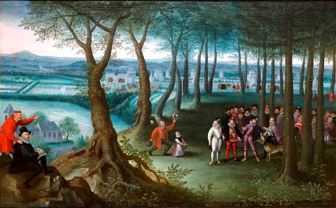 Lucas van Valckenborch - Kaiserlicher Waldspaziergang mit dem Neugebäude (ca.1592)