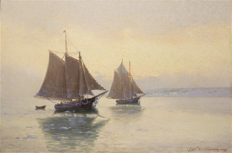 Schooners Sailing in Winter by Theodore V. C. Valenkamph