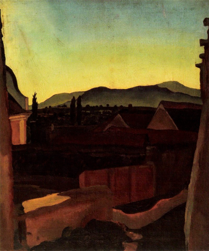 Vajda Lajos - 1928-29 - Városrész hegyekkel