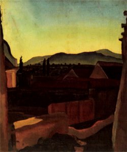 Vajda Lajos - 1928-29 - Városrész hegyekkel