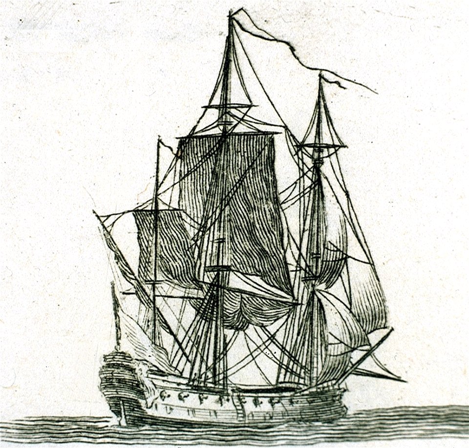 Vaisseau de guerre à deux ponts XVIIIeme siècle vue arrière