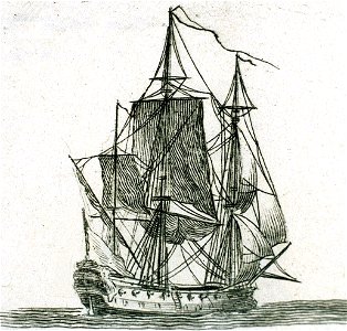 Vaisseau de guerre à deux ponts XVIIIeme siècle vue arrière