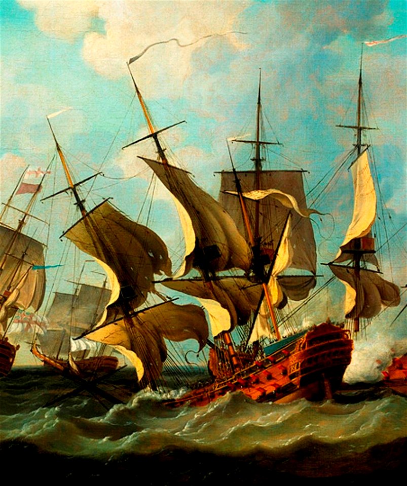 Vaisseau le Thesee sombrant à la bataille des Cardinaux 1759