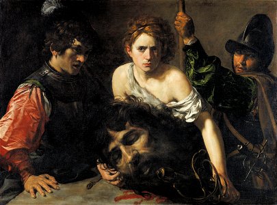 Valentin de Boulogne - David with the Head of Goliath and Two Soldiers - WGA24236. Free illustration for personal and commercial use.
