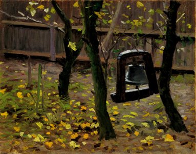 Valdemar Schønheyder Møller - The dinner bell in the garden at Brøndum's Hotel - Google Art Project