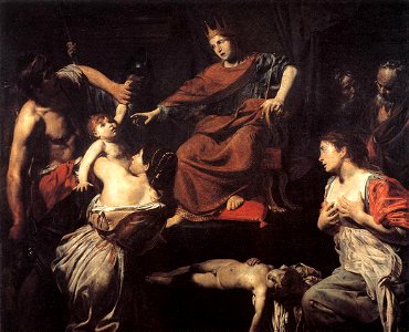 Valentin de Boulogne - The Judgment of Solomon - WGA24249. Free illustration for personal and commercial use.