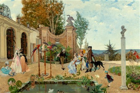 At the Villa Borghese by Lorenzo Valles, 1876