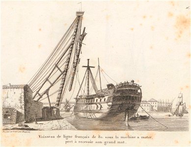 Vaisseau de ligne français de 80 canons sous la machine à mater