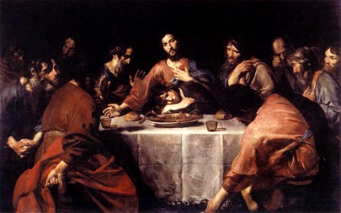 Valentin de Boulogne - The Last Supper - WGA24244. Free illustration for personal and commercial use.