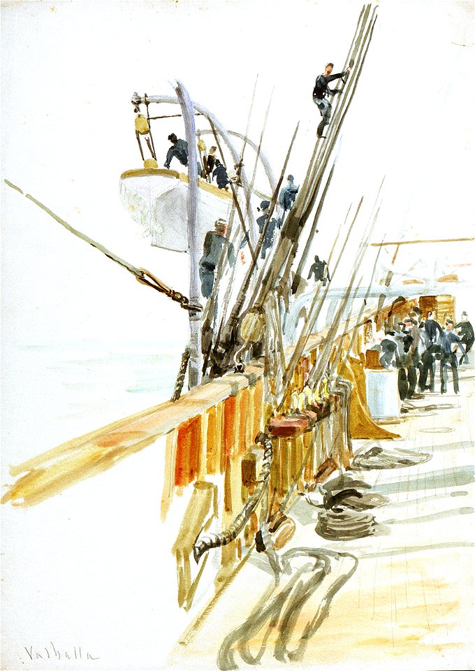 Valhalla. 17 Lowering a boat NMM PAE3305