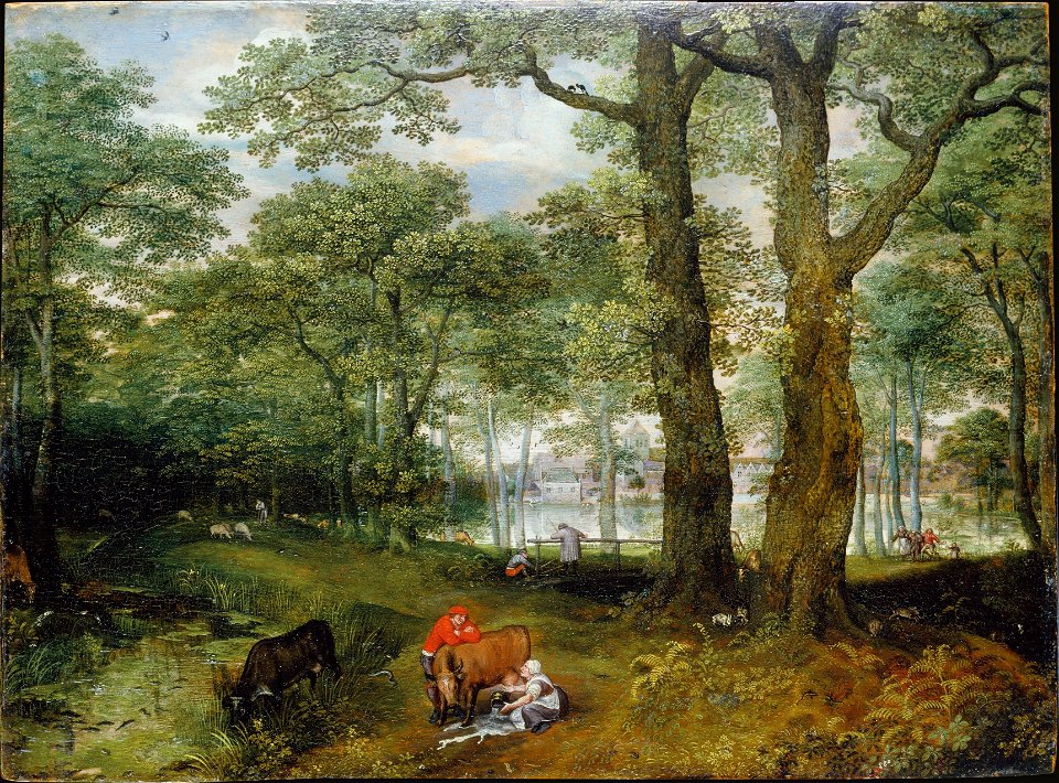 Lucas van Valckenborch - Viehweide unter Bäumen (1573)