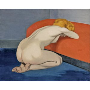Vallotton - FEMME NUE AGENOUILLÉE DEVANT UN CANAPÉ ROUGE, 1915, lot.37