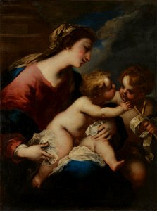 Valerio Castello - The Virgin and Child with Saint John the Baptist. Free illustration for personal and commercial use.