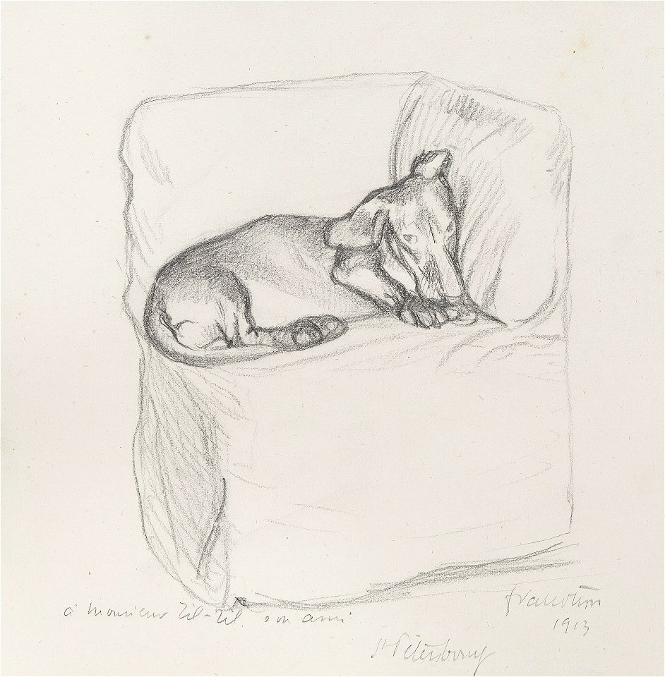 Vallotton - Dachshund on a Sofa, ОР-27239, 1913