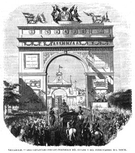 Valladolid, arco levantado por los ingenieros del Estado y del ferrocarril del Norte