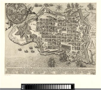 Valletta La nuova citta e fortezza di Malta chiamata Valletta (titel op object) De belegering van Malta (serietitel), RP-P-1911-3651