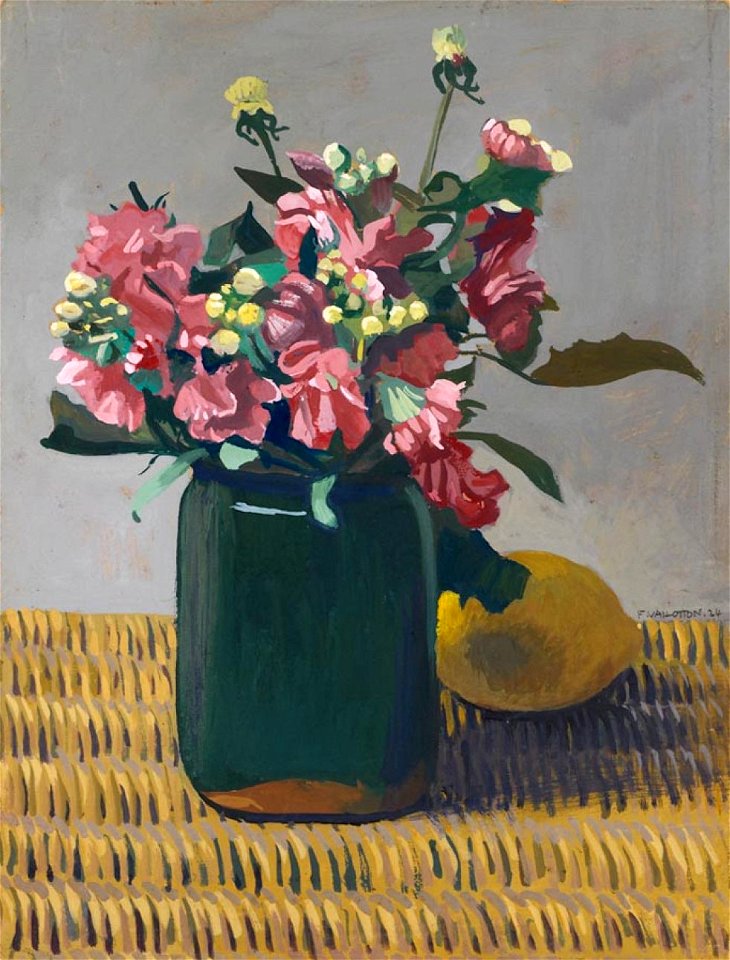 Vallotton - GIROFLÉES ET CITRON SUR UN PANIER, 1924, lot.45 (cropped)