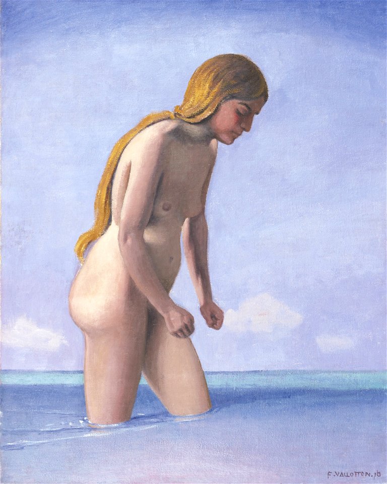 Vallotton - BAIGNEUSE BLONDE MARCHANT DANS L'EAU, 1910, lot.60